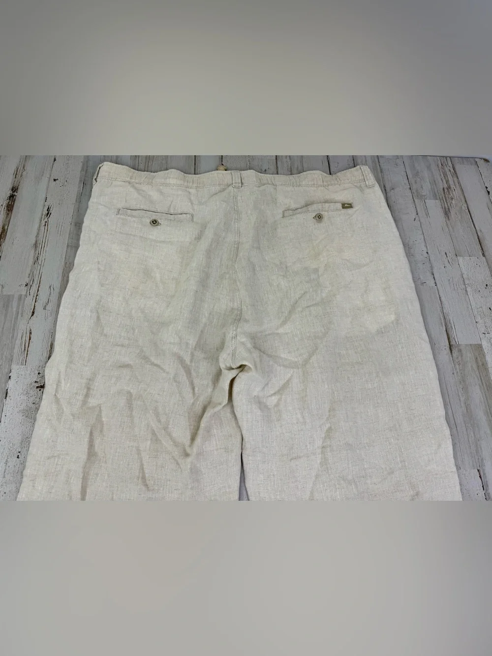 Tommy Bahama Relax Mens XL Beige 100% Linen Drawstring Straight Leg Pants